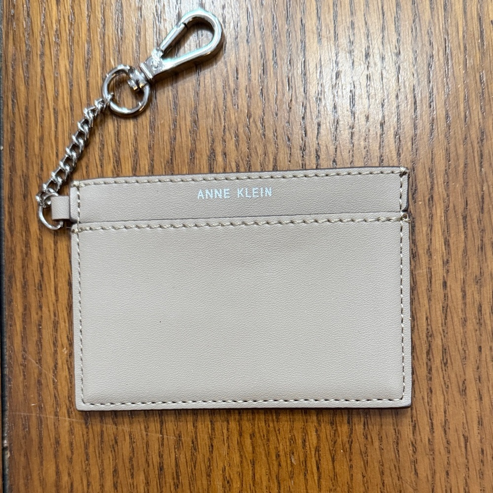 Anne Klein Cream Card Holder with Silver Chain